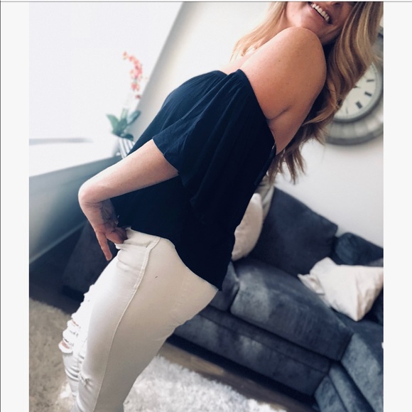 Liz Off The Shoulder Top - Navy - Picture 3 of 4